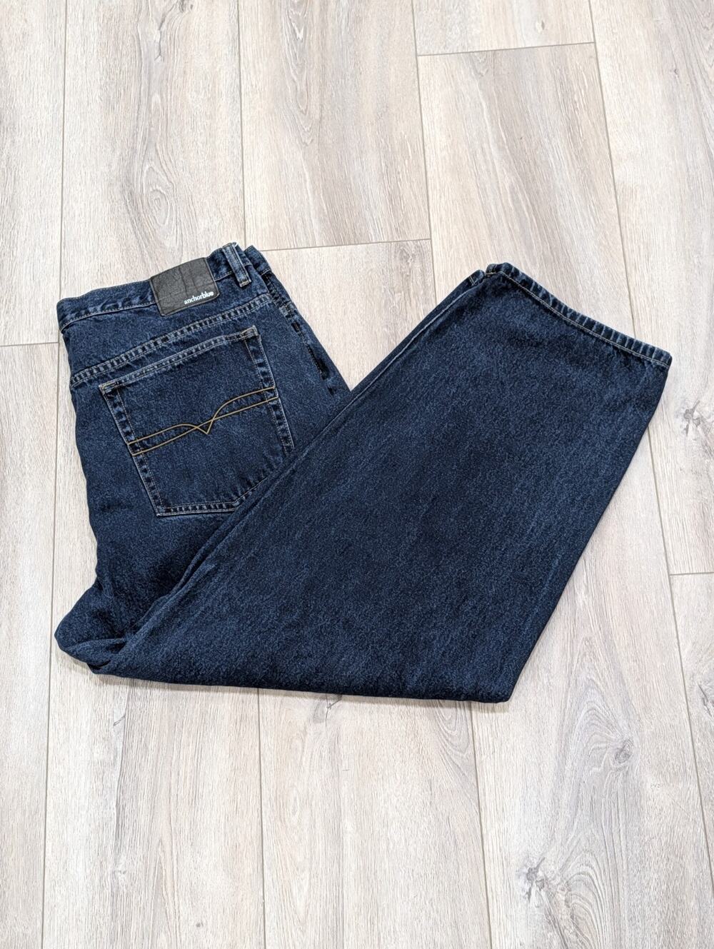 90s Y2K Anchor Blue Beyond Baggy Blue Jeans 42x32 Grunge Skater Wide Leg Hip Hop